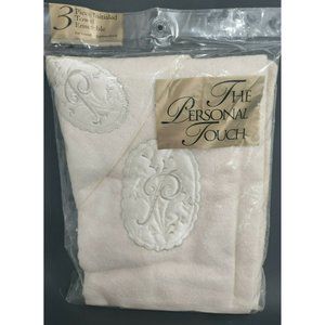 Vintage NOS 3 Piece Monogrammed Towel Ensemble Set Letter (P) Unopened Package